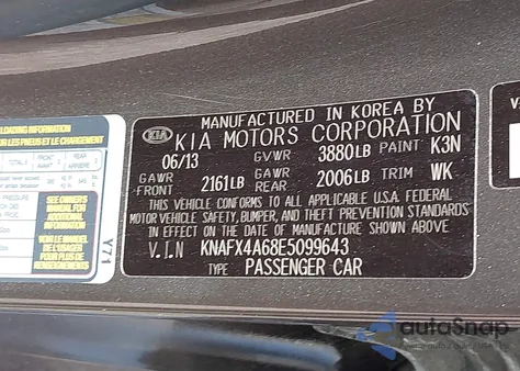 2014 Kia Forte Lx from USA, damaged, VIN KNAFX4A68E5099643